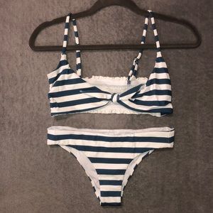 Striped Two Piece Bikini Swimsuit